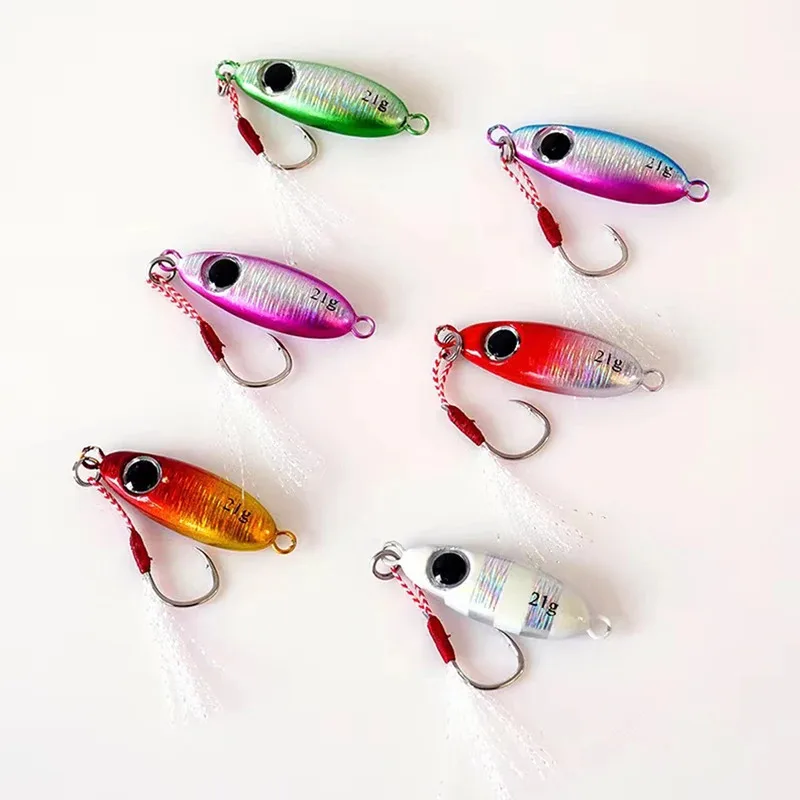 6pcs Micro Metal Jigging Fishing Lures 5.5g/7.5g/10g/14g/21g/17g Shore Casting Jig Fishing Lure Spoon Saltwater Artificial Bait