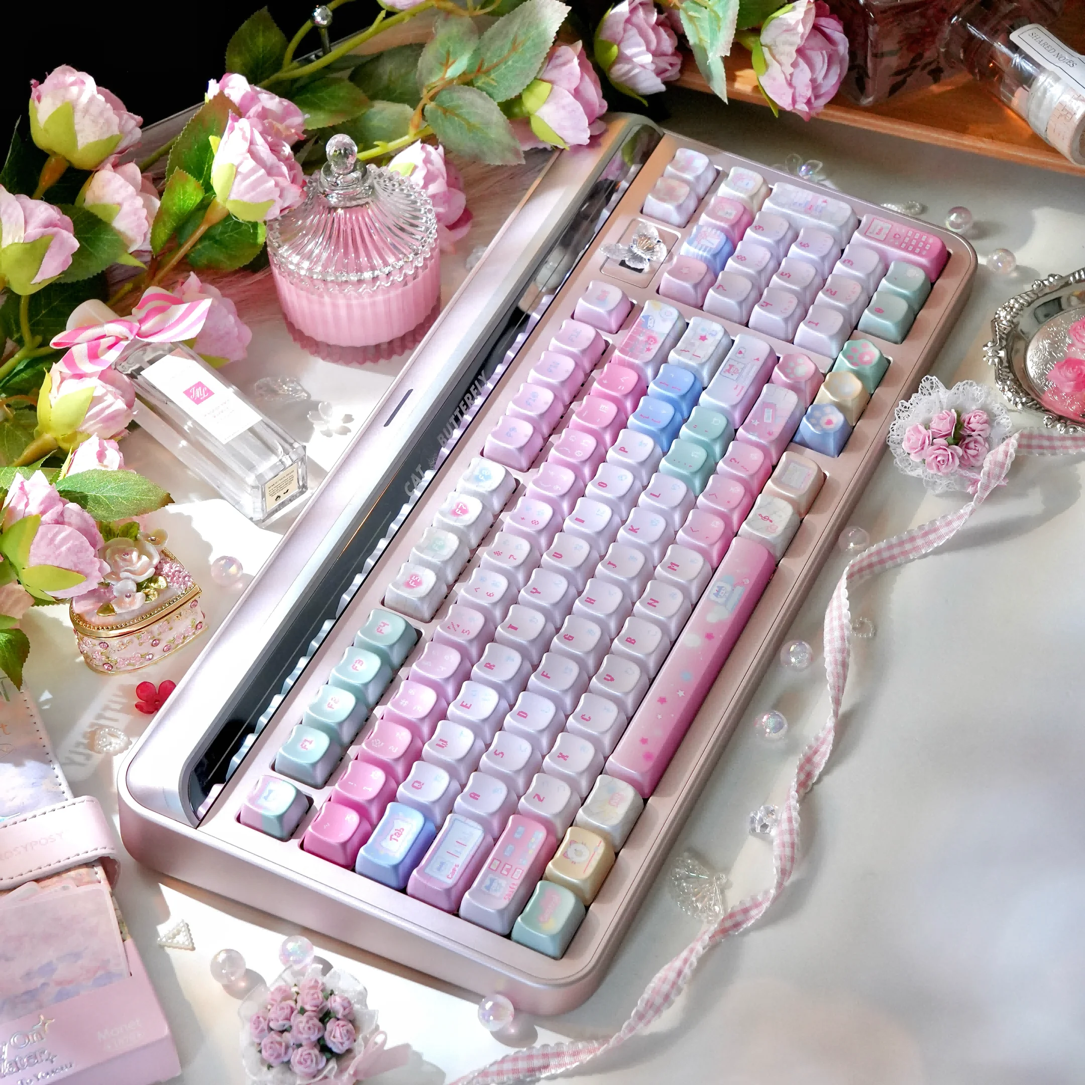 MAIMOOO Esports Cat Keycaps Mao Metallic Paint Texture Pbt Hot Rise Huayin Purple Customized Cute Keycaps