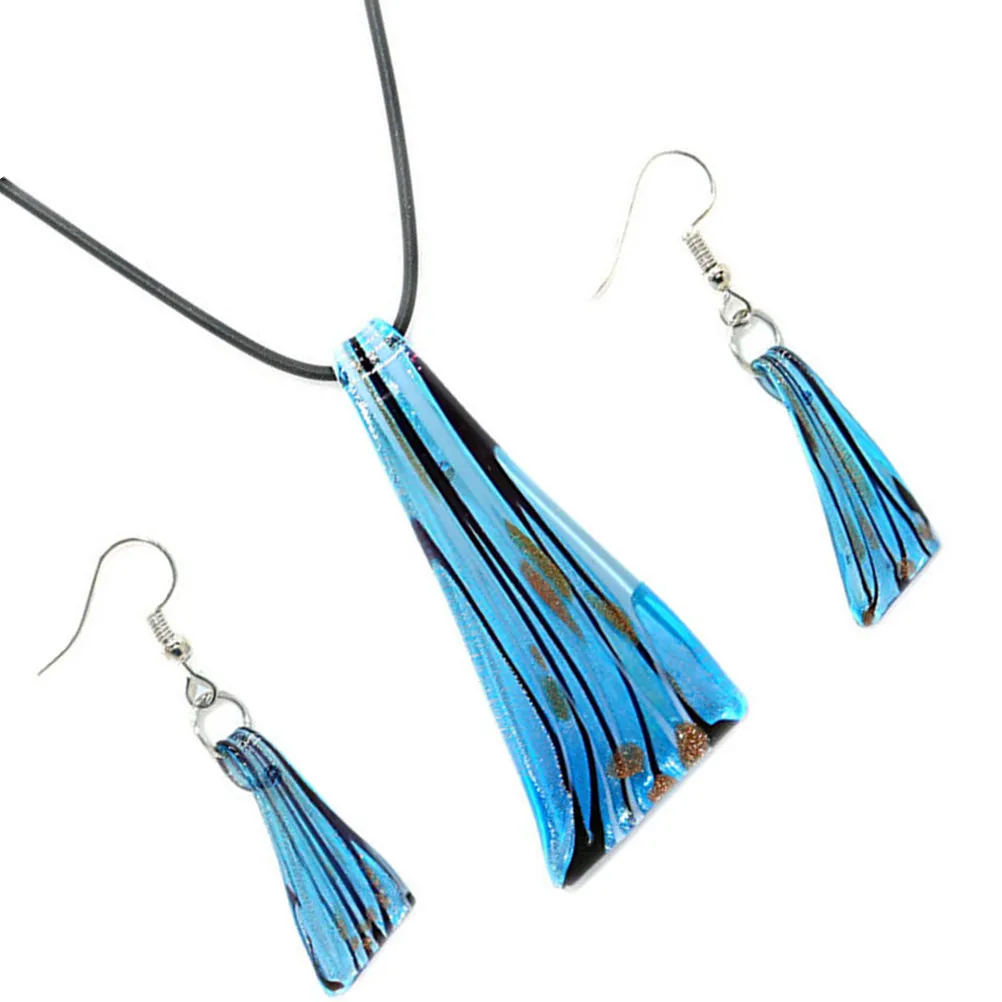Women's Glass Jewelry Set Vintage Pendant Necklace Earrings Combo Chic Elegant Design Easy Match Outfits Perfect Gift for Party