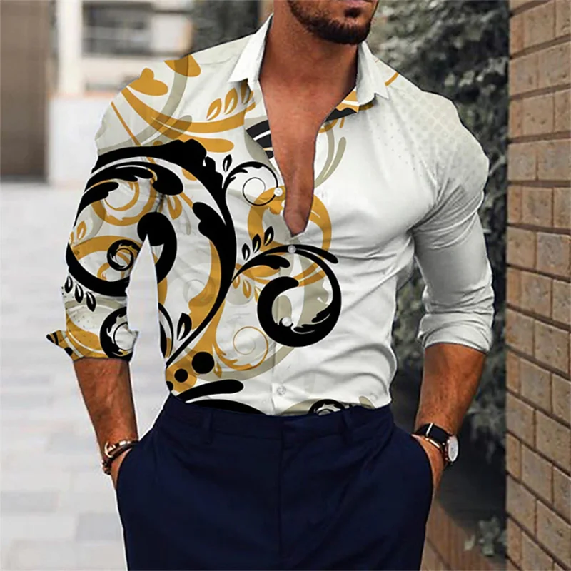 

Men's shirt pattern shirt outdoor street long sleeved printed clothing fashion street clothing designer casual breathable