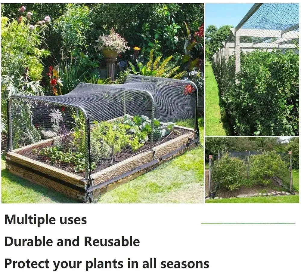 Schwarzes Vogelnetz – robuste Gartennetze, Balkon, Vogelnetz, Gartenzaun und Nutzpflanzen, schützendes Zaunnetz, Anti-Vogel-Hirsch, Katze, Hund – Detail 10