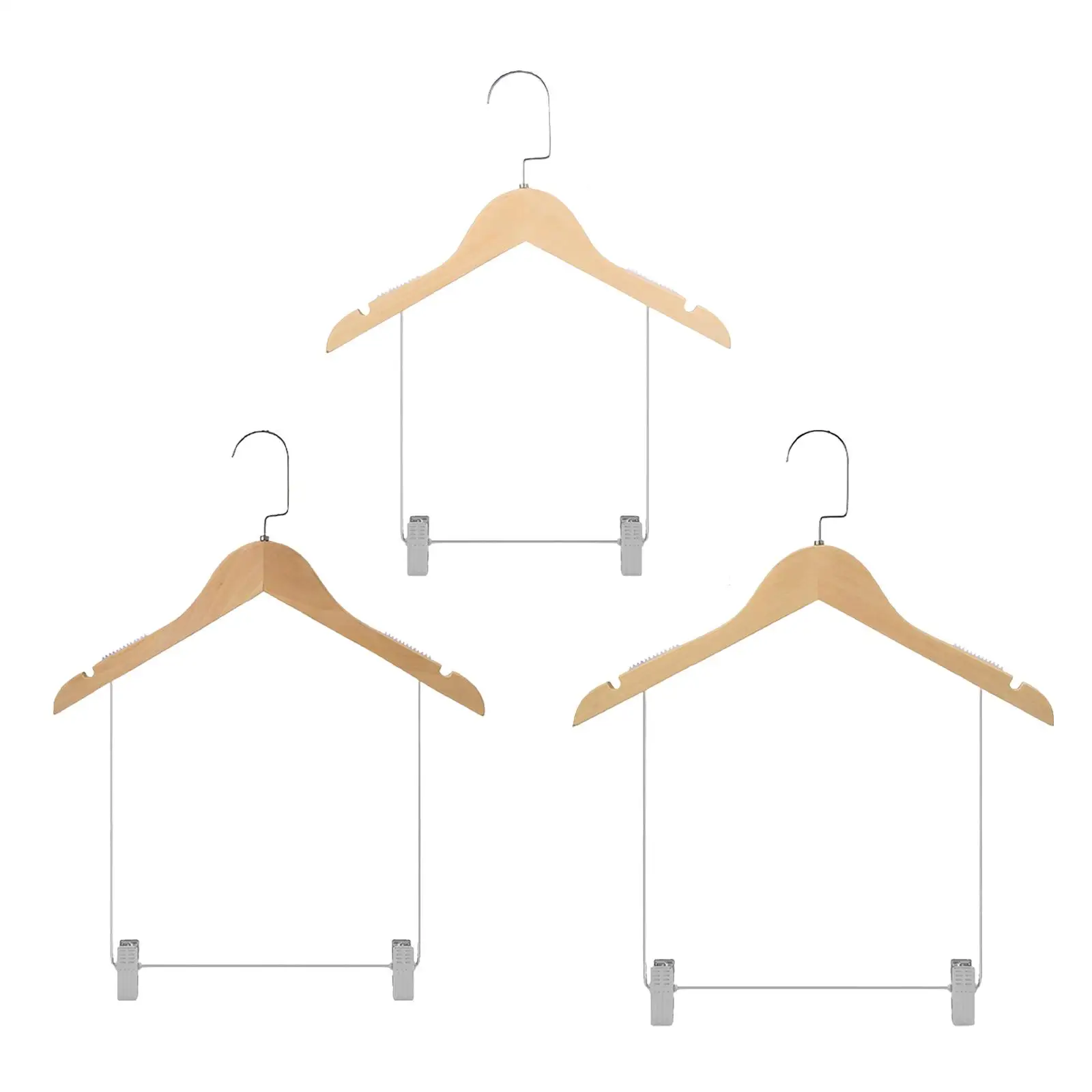 

Wooden Suit Hangers with Adjustable Clips Dress Skirt Clip Hangers 360 Degree