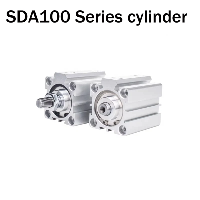 cylinder SDA100-S-B Bore 100mm Stroke 5 to 100mm Female/Male Thread Air Pneumatic Cylinder Double Acting Compact Cylinder