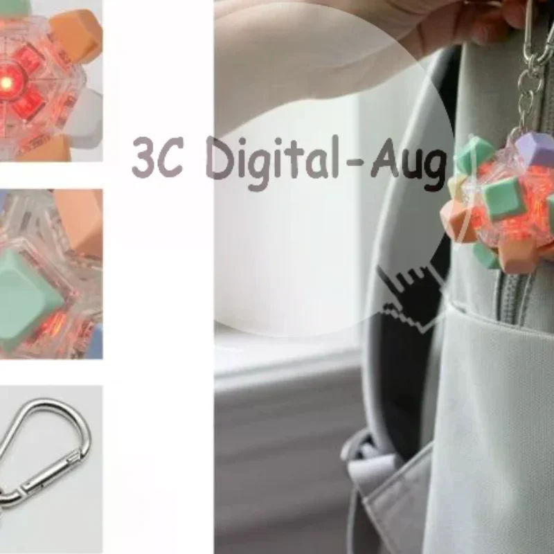 12 Key Fidget Keyboard Button Magic Ball Keychain with LED Finger Stress Relief Educational Toy for School Work