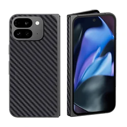 3D Carbon Fiber Anti-Scratch Phone Sticker For Google Pixel 9 Pro Fold Back + Hinge Protective Film For Pixel Fold Skin Wrap