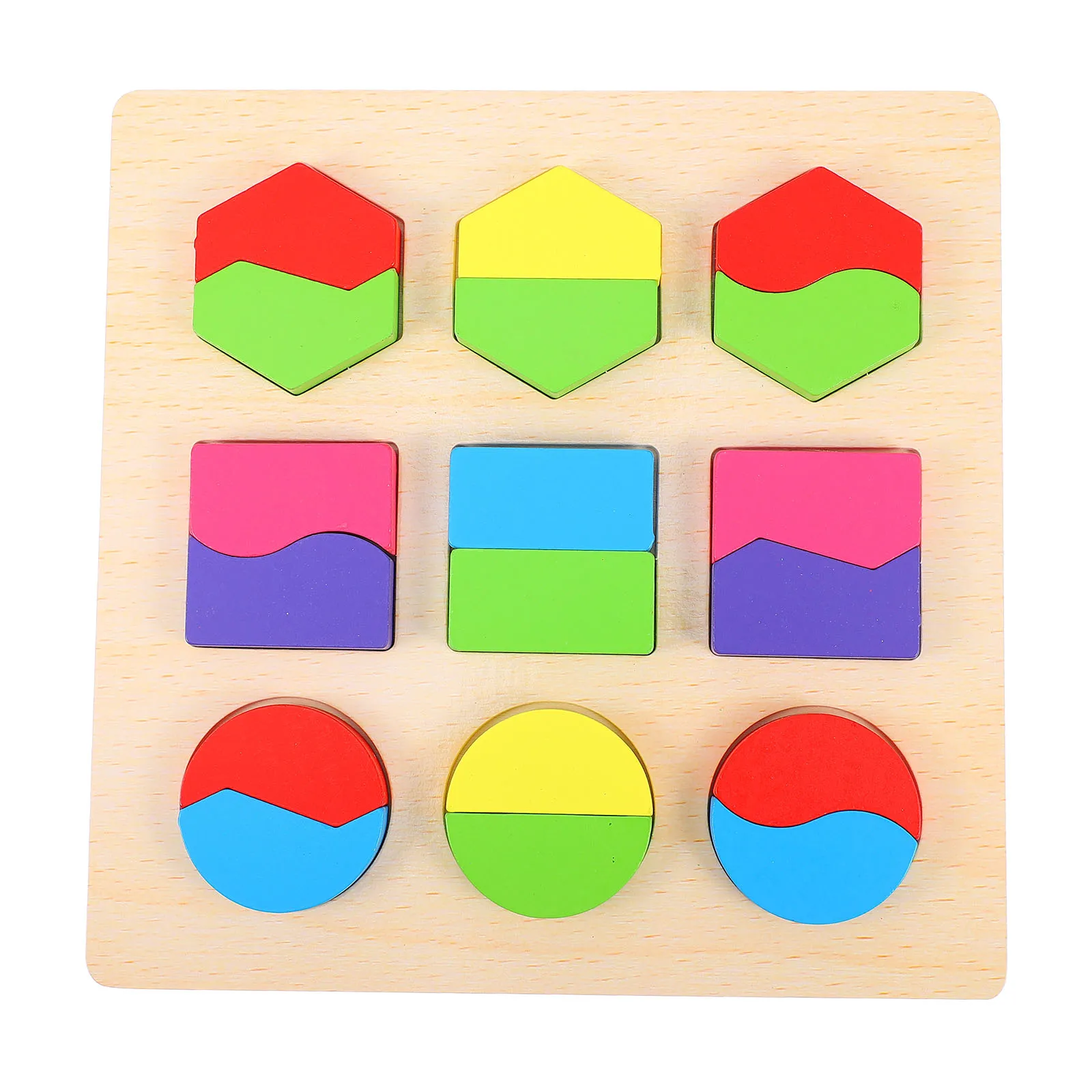 1 Juego de rompecabezas con forma de madera, aprendizaje temprano, desarrollo educativo del cerebro, juego de rompecabezas de madera geométrico para niños, regalo de aprendizaje para niños