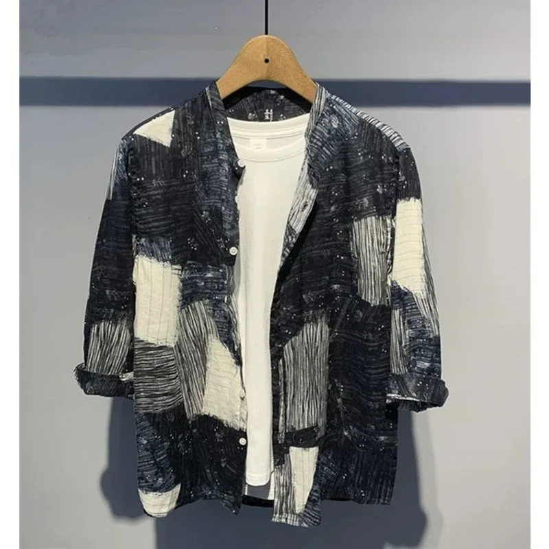 

Men's Printed Casual irt Sli Svel Summer Faion Youthful Trendy Versatile Haome Outerwear M