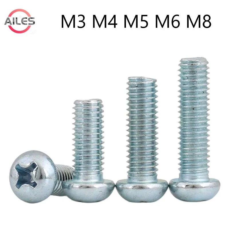 

M3 M4 M5 M6 M8 Philips Cross Recessed Round Pan Head Screws Bolts Carbon Steel 4.5 Grade Zinc Plated