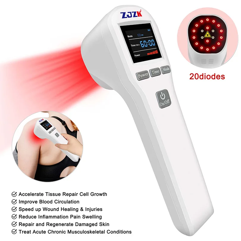 

Cold Low Level Laser Treatment Device Relief Physiotherapy 4x808nm+16x650nm for Arm Arthritis Tennis Elbow Pain Handheld