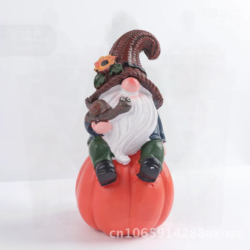 

Halloween Harvest Festival Handmade Resin Pumpkin Couple Dwarf Statue Cute Style Witch Wizard Combination Home Decorations