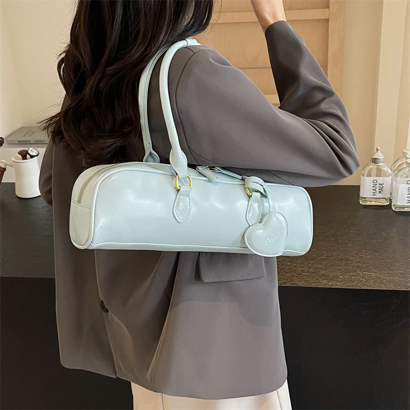 Solid Color Zipper Stitching Large Capacity Fashionable PU Shoulder Bag Handbag 2024 Hot Sale Bags for Women Bolsas Femininas