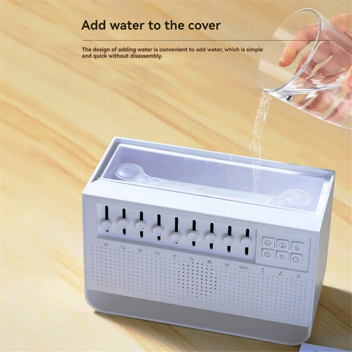 RISEN Altavoz Bluetooth con 8 tipos de ruido blanco Música para dormir 200ml Humidificador de aire de aromaterapia Simulación de llama Luz nocturna