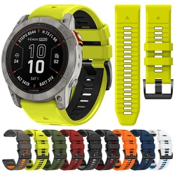 QuickFit 26mm 22mm Two Tone Silicone Strap For Garmin Fenix E 8 7X 7 6 6X/Epix Pro Gen 2 51mm 47mm/Tactix Watch Band Accessories