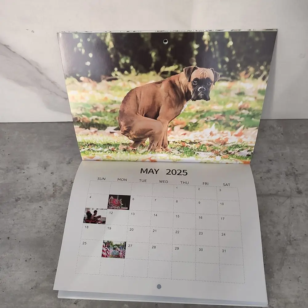 2025 Funny Dogs Pooping Calendar Daily Weekly Monthly Planner Creative Wall Calendar Funny Desktop Calendar Gift