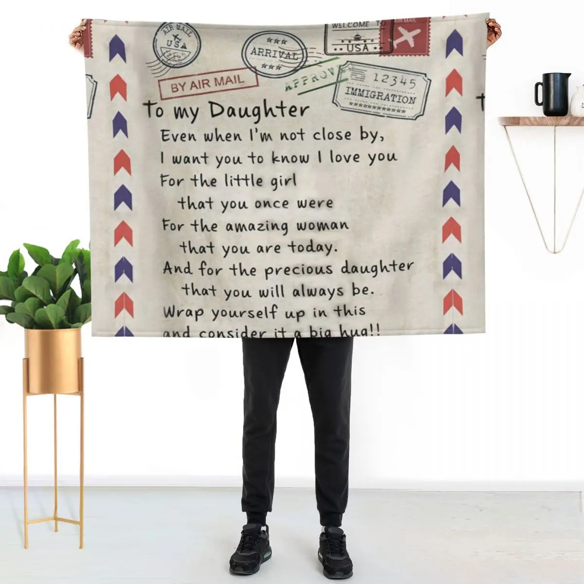 

America Air Mail To My Daughter Throw Blanket Luxurious Soft Blanket Holiday Gift for Family