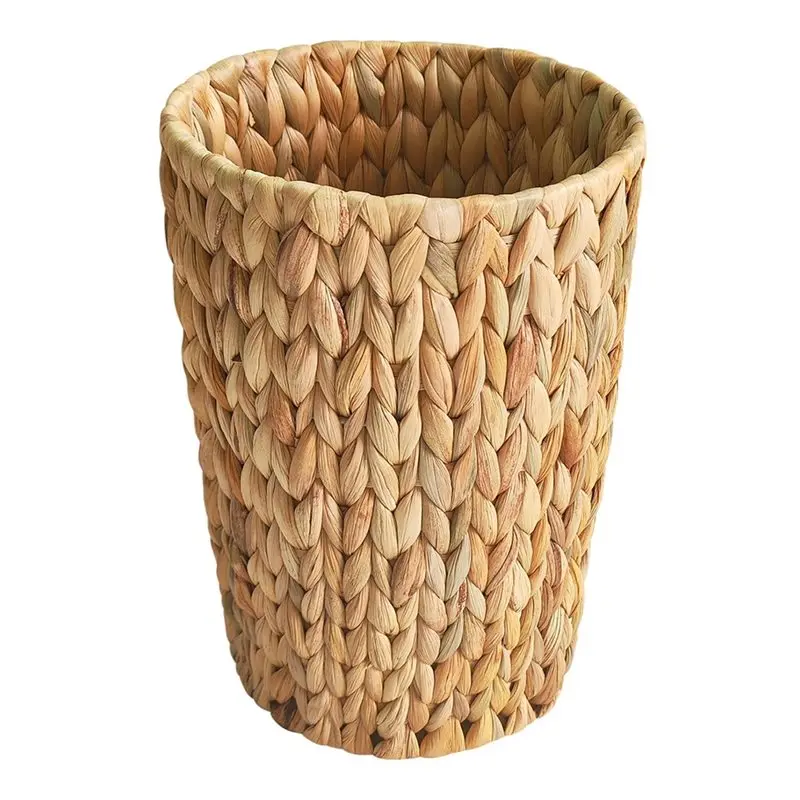 

ABKS-Woven Water Hyacinth Wicker 2 Gallon Trash Can, Waste Basket For Bathroom, Small For Bedroom Trash Container