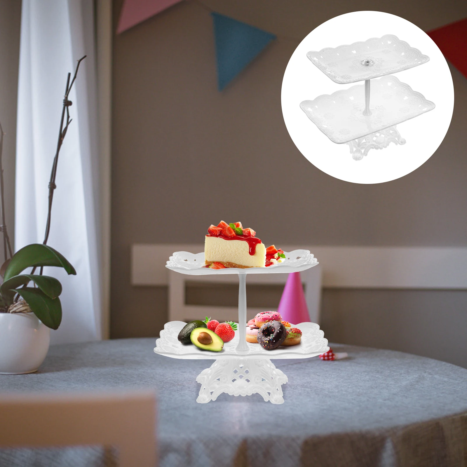 

Cake Display Stand Party Tray Dome Rack Dessert Storage Plastic Pp Holder Birthday