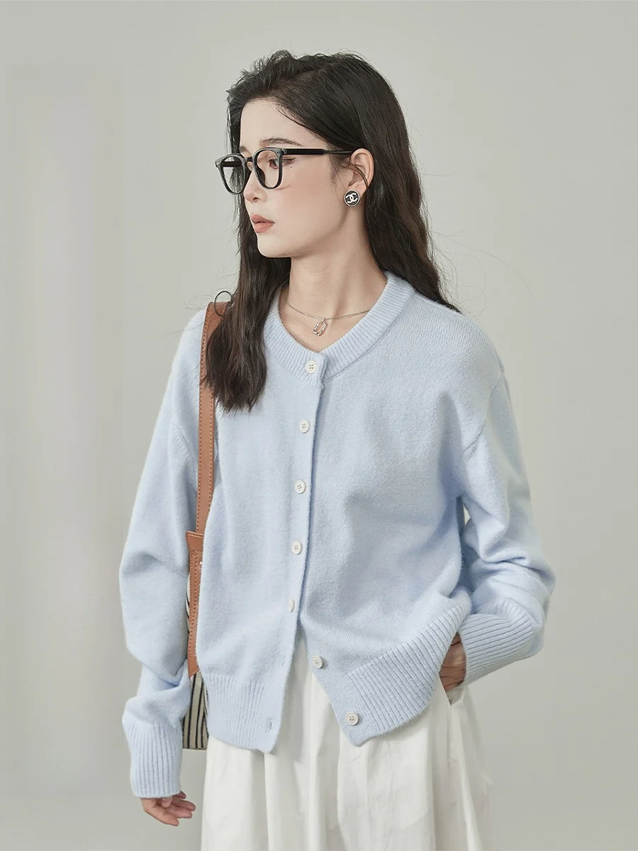 

Синий вязаный открытый кардиган женский зимний ленивый Sle мягкая верхняя одежда свитер верхнее пальто круглый Ne Fem Faion корейский свободный крой