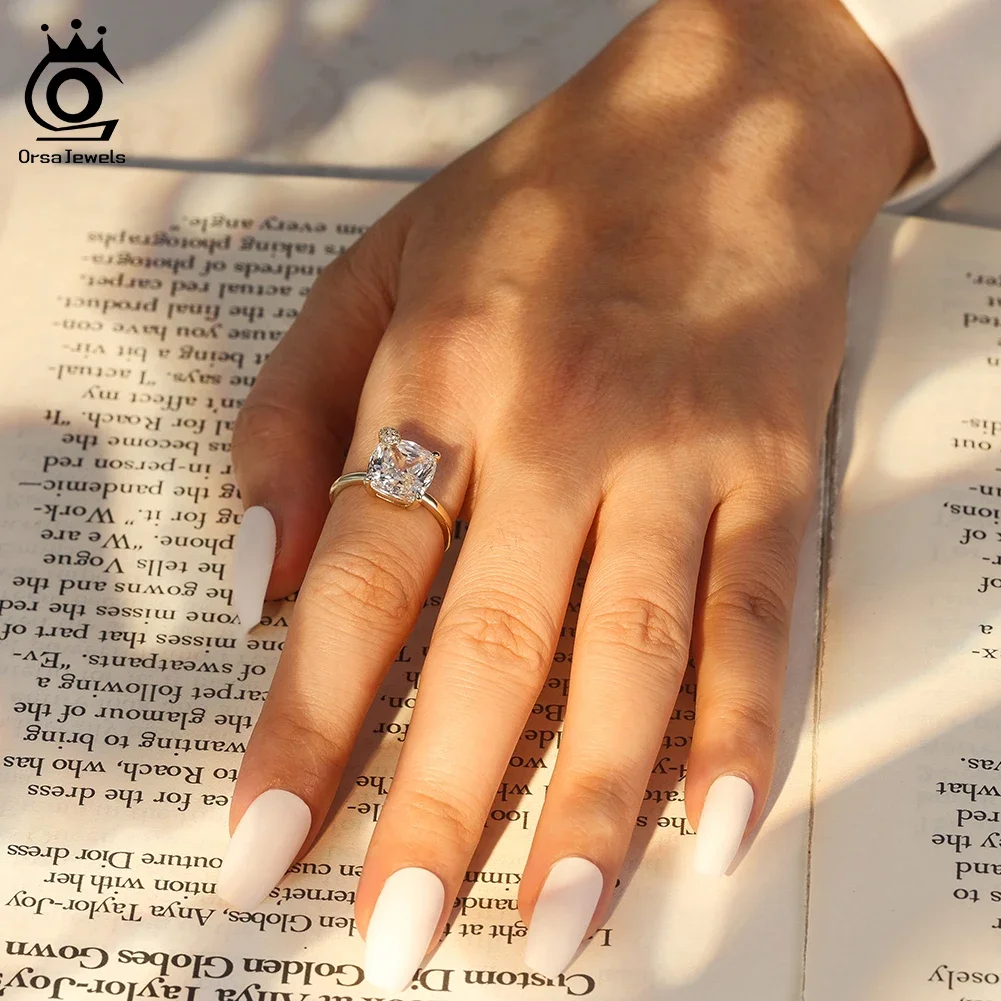 

ORSA JEWELS Brilliant 8A Premium Zirconia 925 Sterling Silver Open Ring Jewelry for Women Banquet Engagement Jewelry LZR44