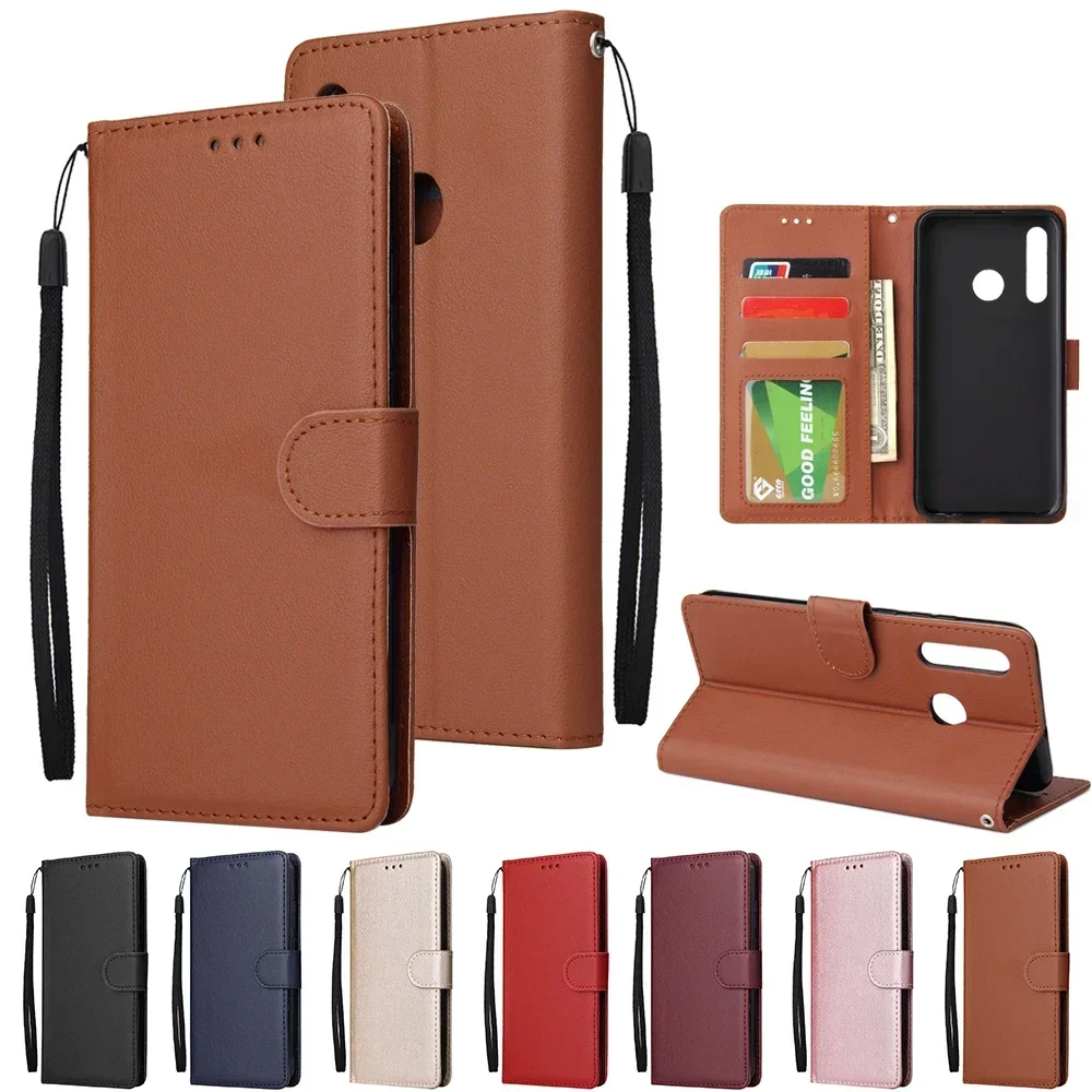 

5X*Solid Color Leather Case Anti-fall Wallet Flip Phone Case For HUAWEI Y6 GR5 2017 NOVA2 MATE9 LITE HONOR 7A 7C PRO PRIME 2018