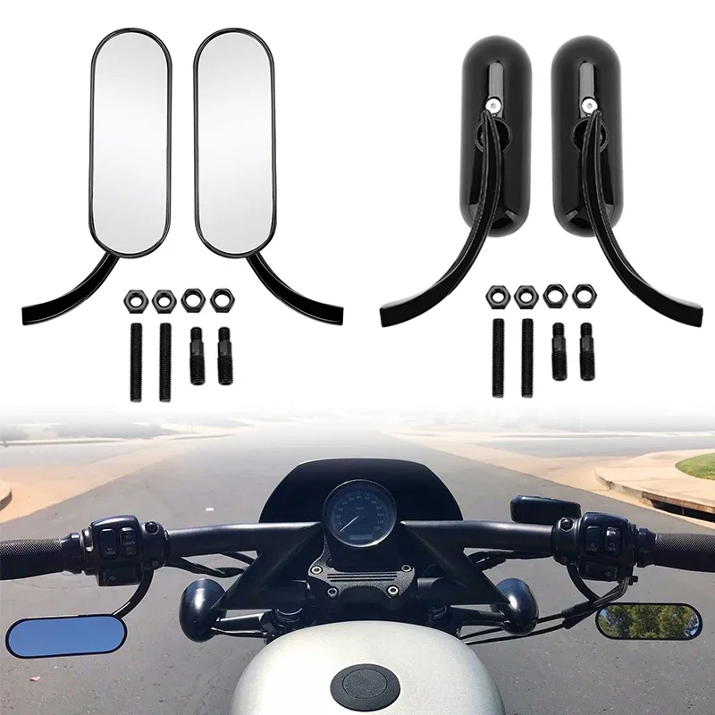 

For Harley Touring Electra Glide Dyna Fatboy Softail Sportster Universal Black Motorcycle 8/10mm Rearview Mirror Side Mirrors