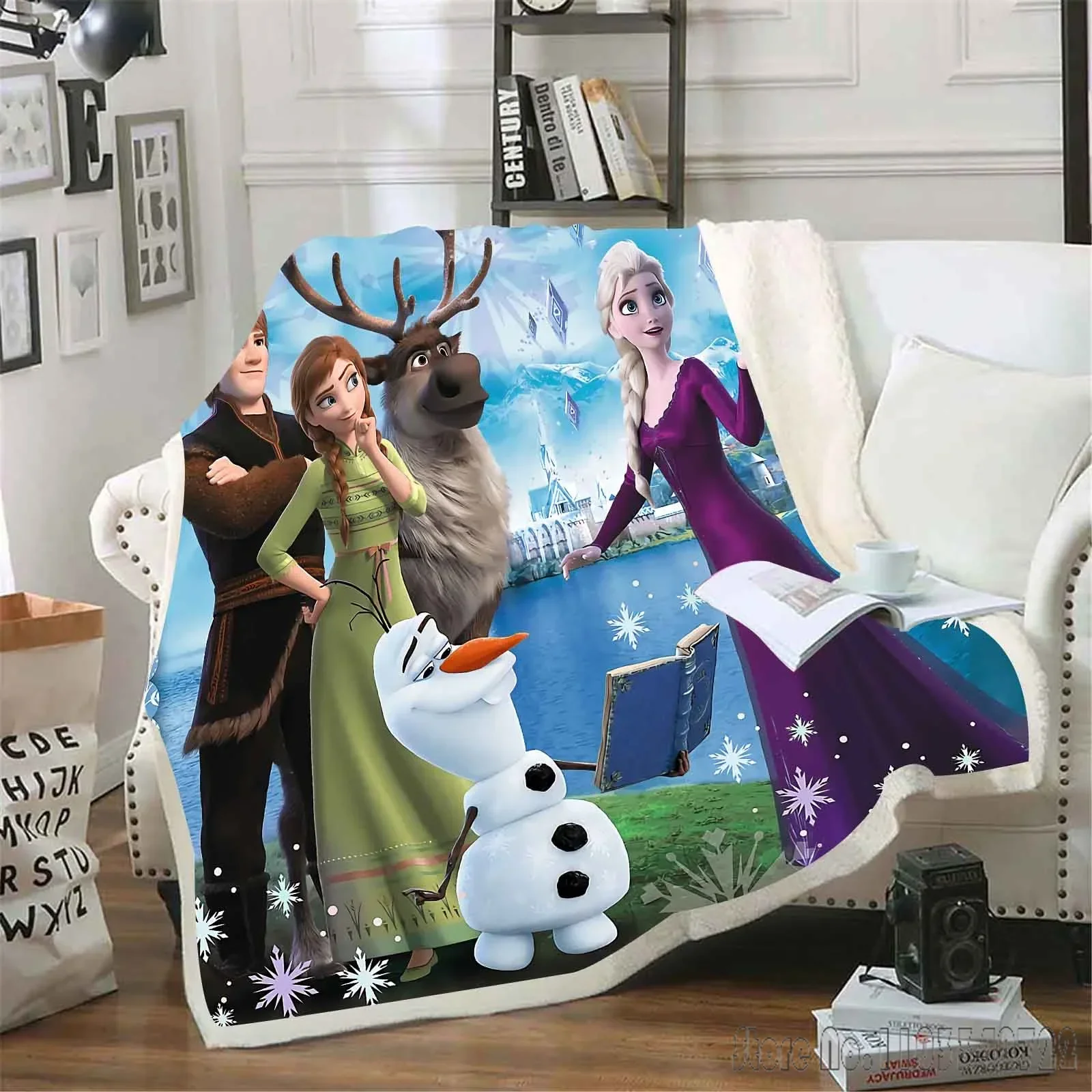 Disney Frozen Princess Elsa Cartoon custom Modern Home Kids Blanket Throw for Bed Sofa Decor Fleece Nap Blankets Boys Girls Gift