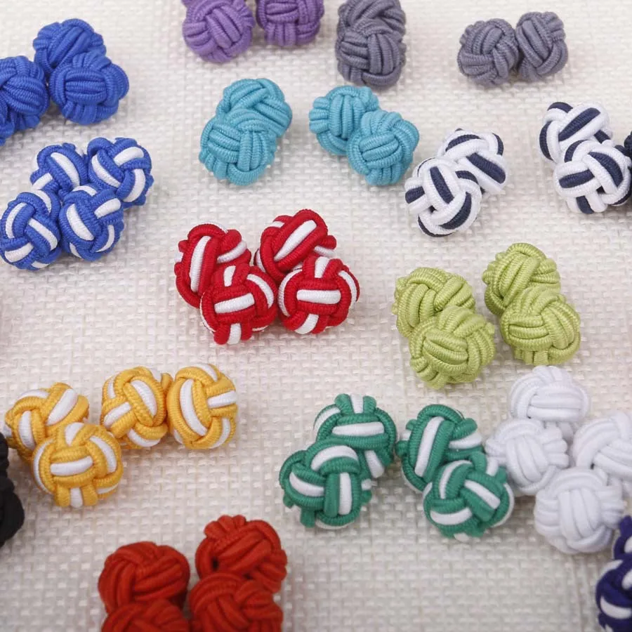 Chinese Knot Shirt Sleeve Buttons Braided Rope Cufflinks Colorful Woven Thread Handmade Men Shirt Accessories