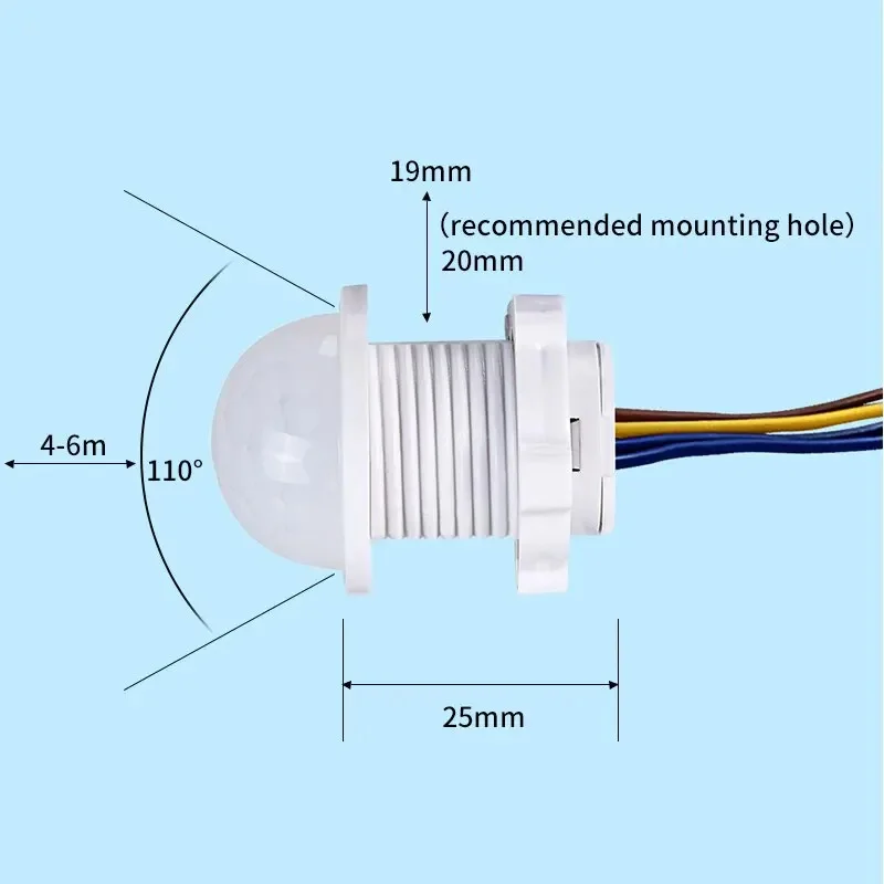 2 szt. Przełącznik czujnik inteligentny czujnik PIR 110V 220V ludzkiego ciała czujnik ruchu na podczerwień wcięcie automatyczne włączanie/wyłączanie