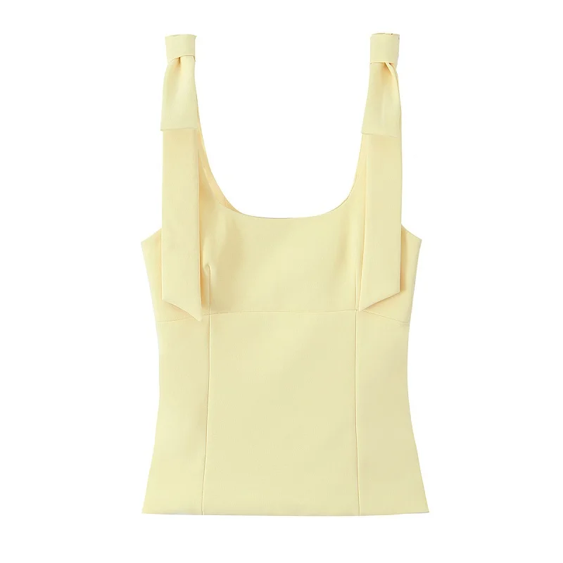 MUJER White Bow Crop Top Woman Sexy Backless Bustier Tops for Women Summer Camisole Sleeveless Tops Women Strap Short Tops Woman image 2