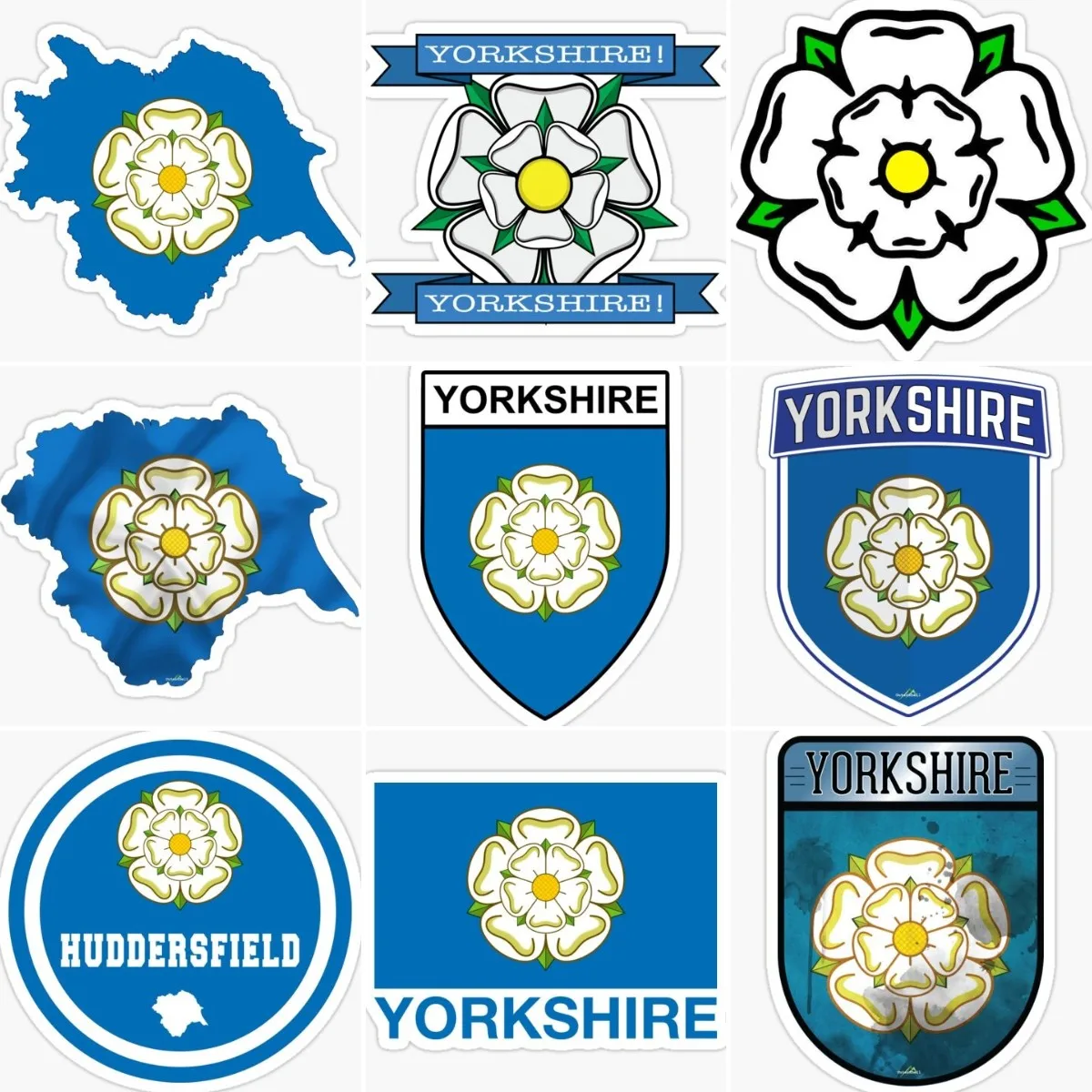 Yorkshire Flag Map Emblem White Rose Creative Sticker Camper Truck Motorcycle Accessories Car Wall Helmet Racing Off-road Decal