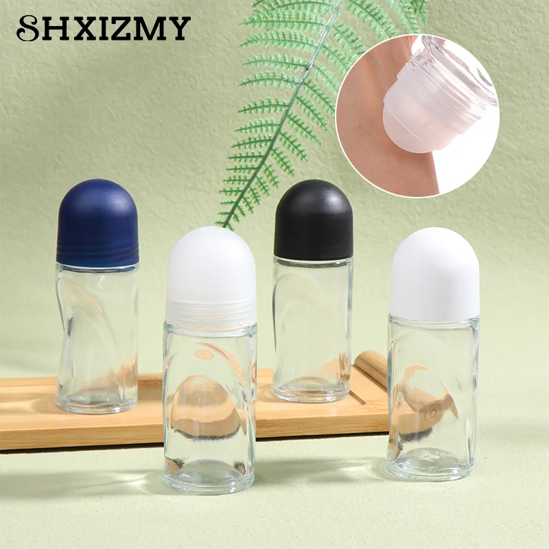 Clear Glass Roller Bottles 50ml Extra Large Roll On Perfume Oil Bottle Underarm Anti Sweat Gel Sample Test Essential Oil