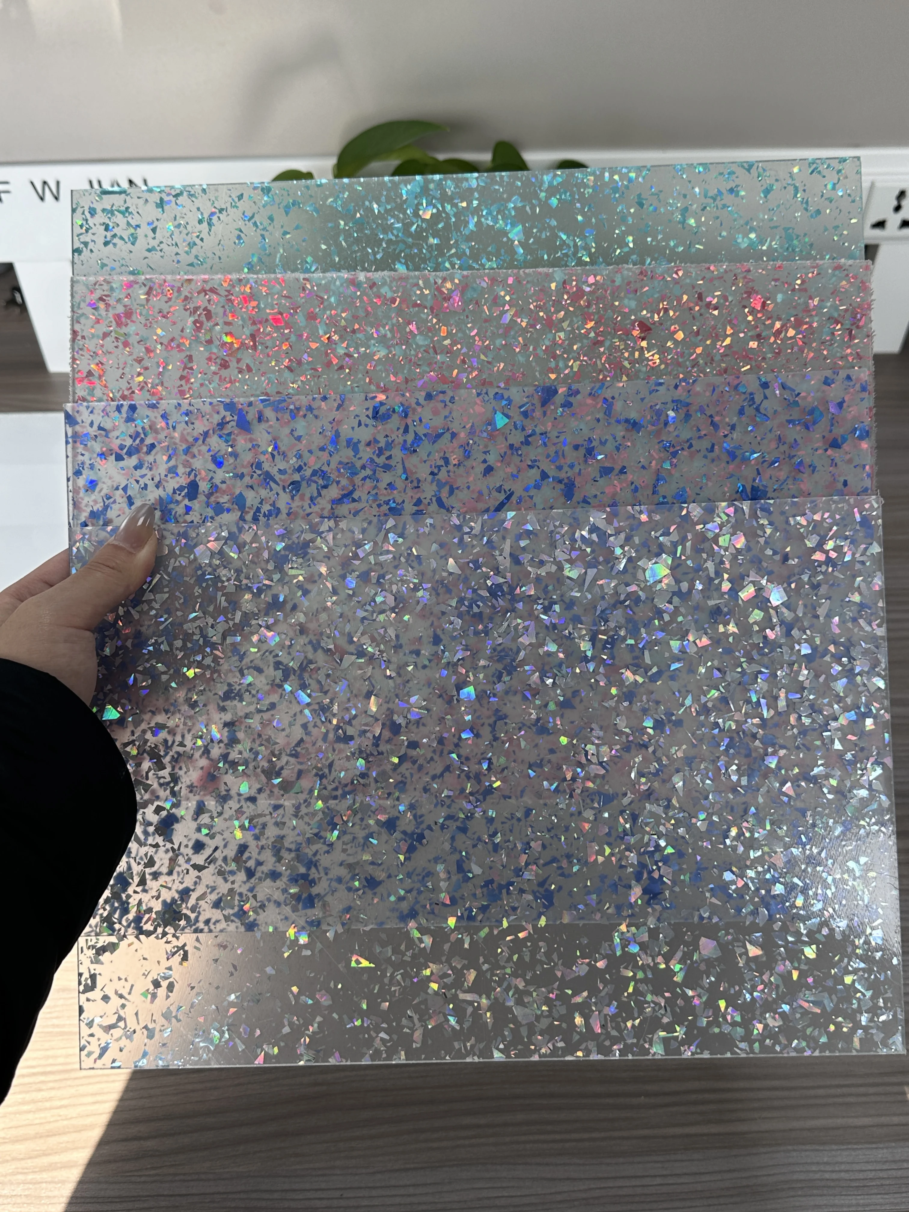 

12x8 Inch 3MM Thick Translucent Acrylic Sheet with Irregular Glitter Pattern for Model Making And Decorations