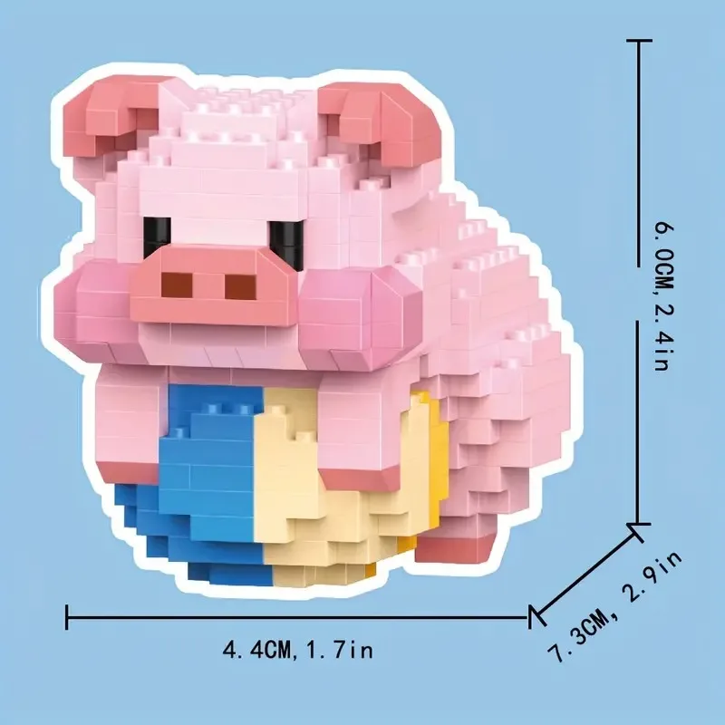 6 Styles Mini Cute Building Blocks Kawail Cute Pig Animals Assembly Block Animal Series 3D Model Micro Brick Toys Gifts for Kids