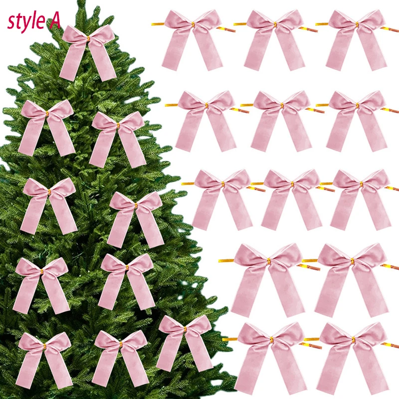 10/12/24 stücke Weihnachten Bogen Dekoration Weihnachten Baum Hängende Ornamente Bowknot Für Weihnachten Kranz Neue Jahr 2025, Navidad Geschenke Bogen