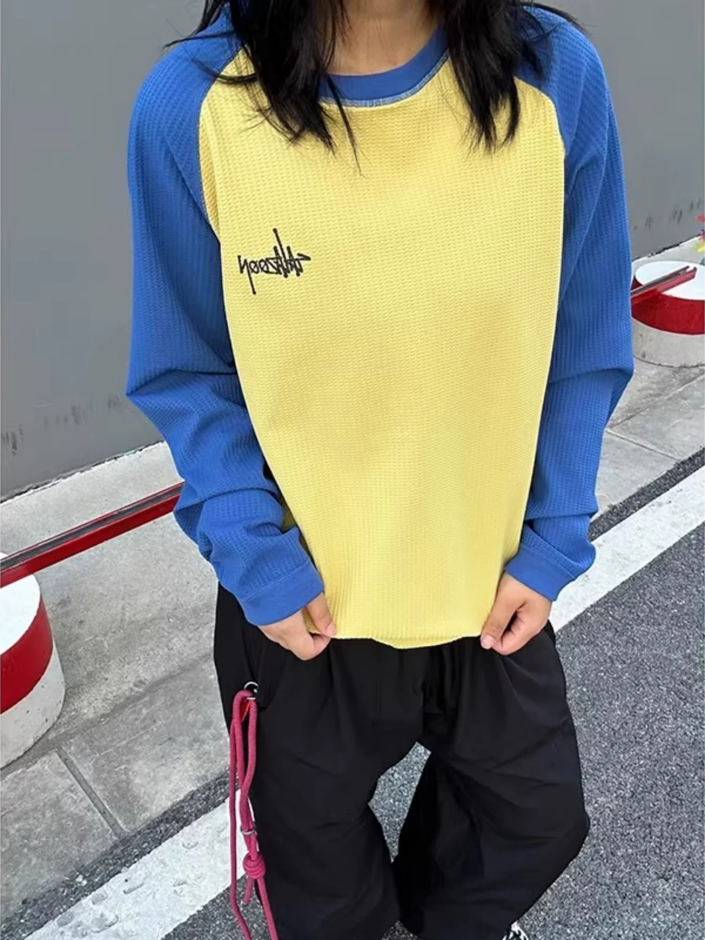Cleanfit Men's Long Sleeve T-Shirt Color Block Neck round Sweatshirt Autumn Standard Fit Polyester Fiber Urban Casual Fashion