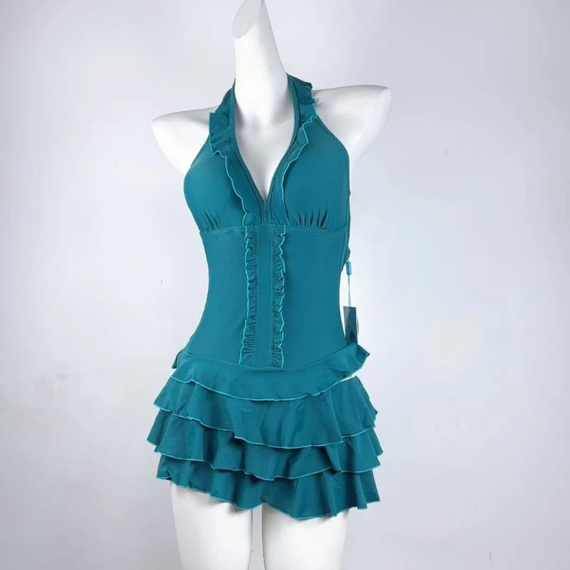 

Elegant, Casual, Sweet One-piece Dress, Swimsuit, Neck Hanging Style, Concealing Flesh and Slimming Effect