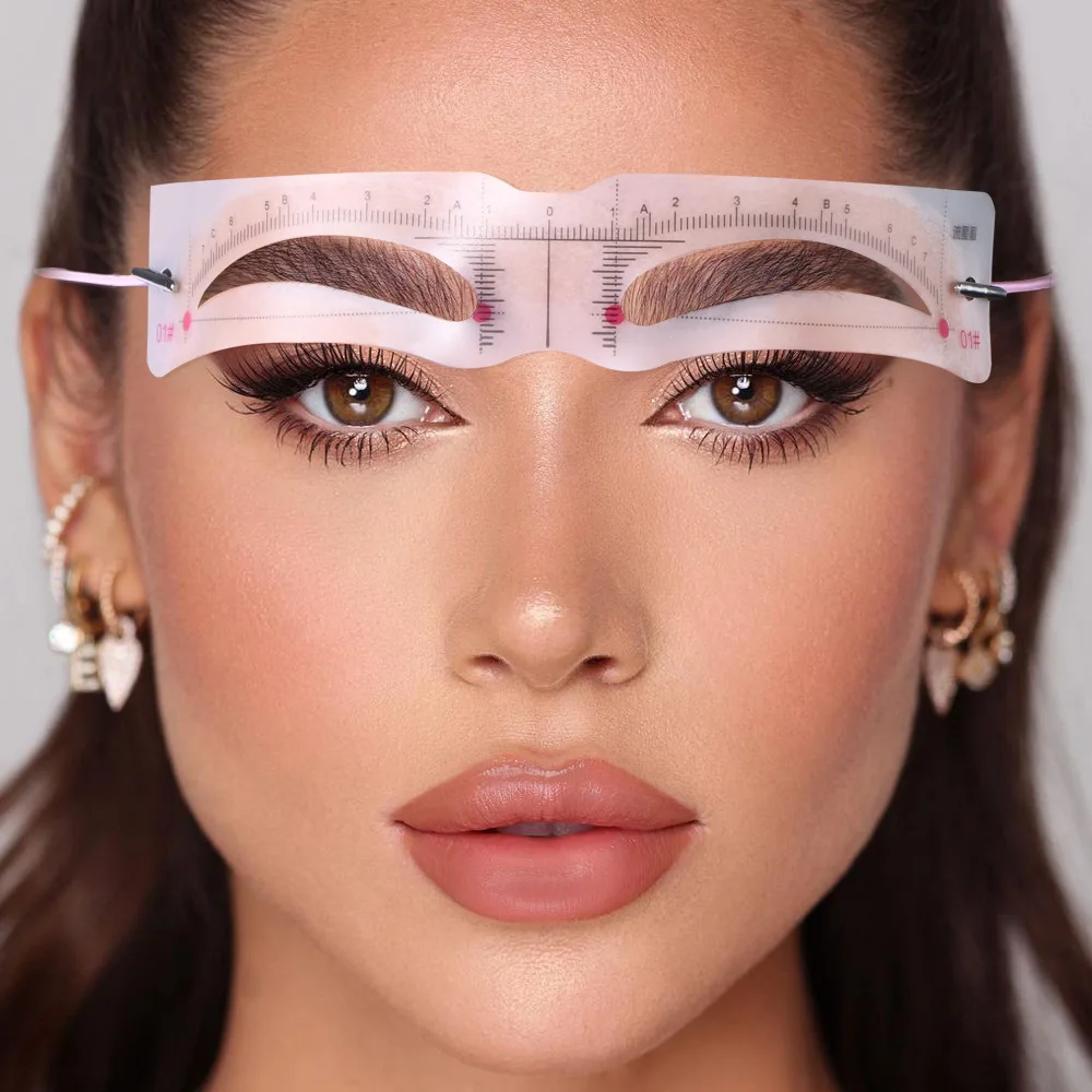 Adjustable Reusable Eyebrow‑Stencil Ruler with Measuring Scale Symmetrical Brow‑Shaping Template for Permanent‑Makeup and Daily Eyebrow‑Drawing