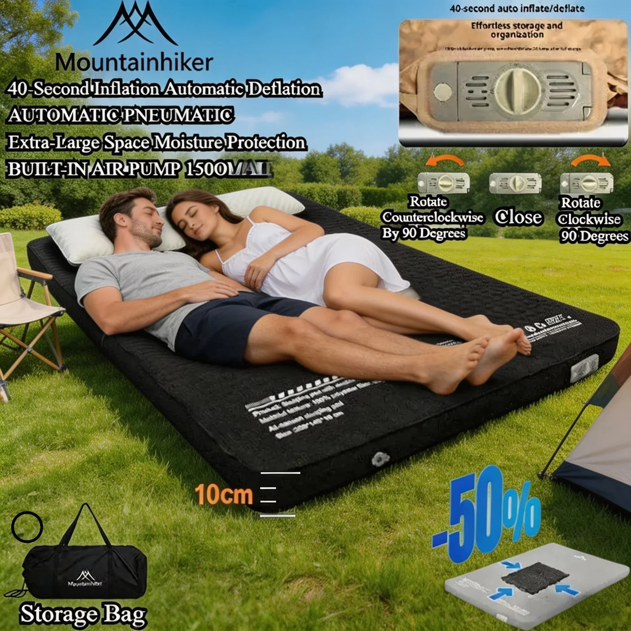 

Надувной матрас Mountainhiker Upgrade Edition, высотой 10 см, с сумкой для хранения, портативный коврик для кемпинга, улучшенная версия