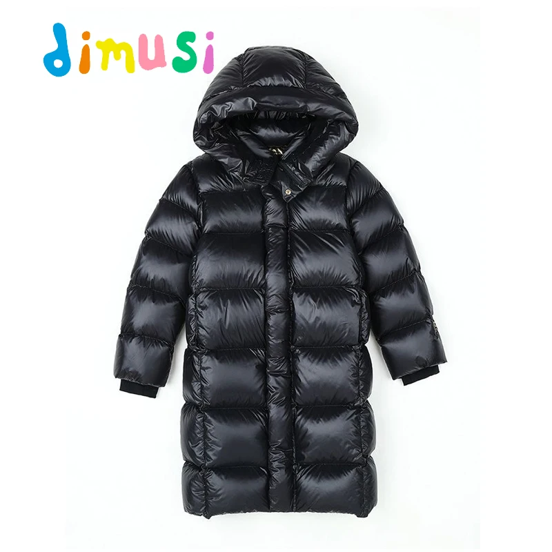 DIMUSI Winter Children Padded Coats Girl's Mid-Long Thick Warm Hooded Jacket Fashion Kids Thermal Down Coats Clothing 16Y