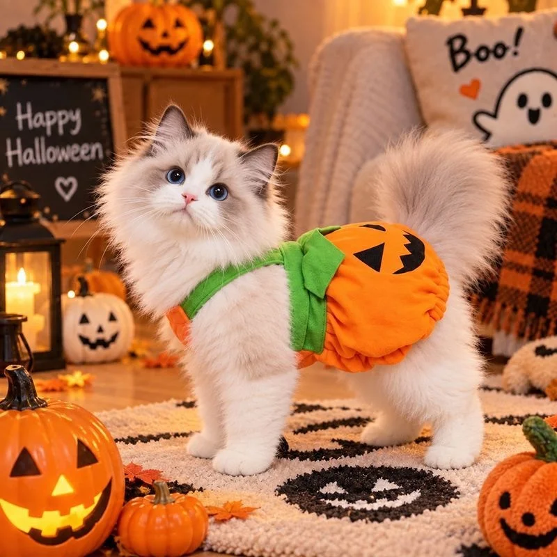 Dog Clothes Pet Costume Pumpkin Harness Dress Cute Halloween Puppy Cat Clothing Teddy Small Medium Dogs Outfit Vest Party Outfit