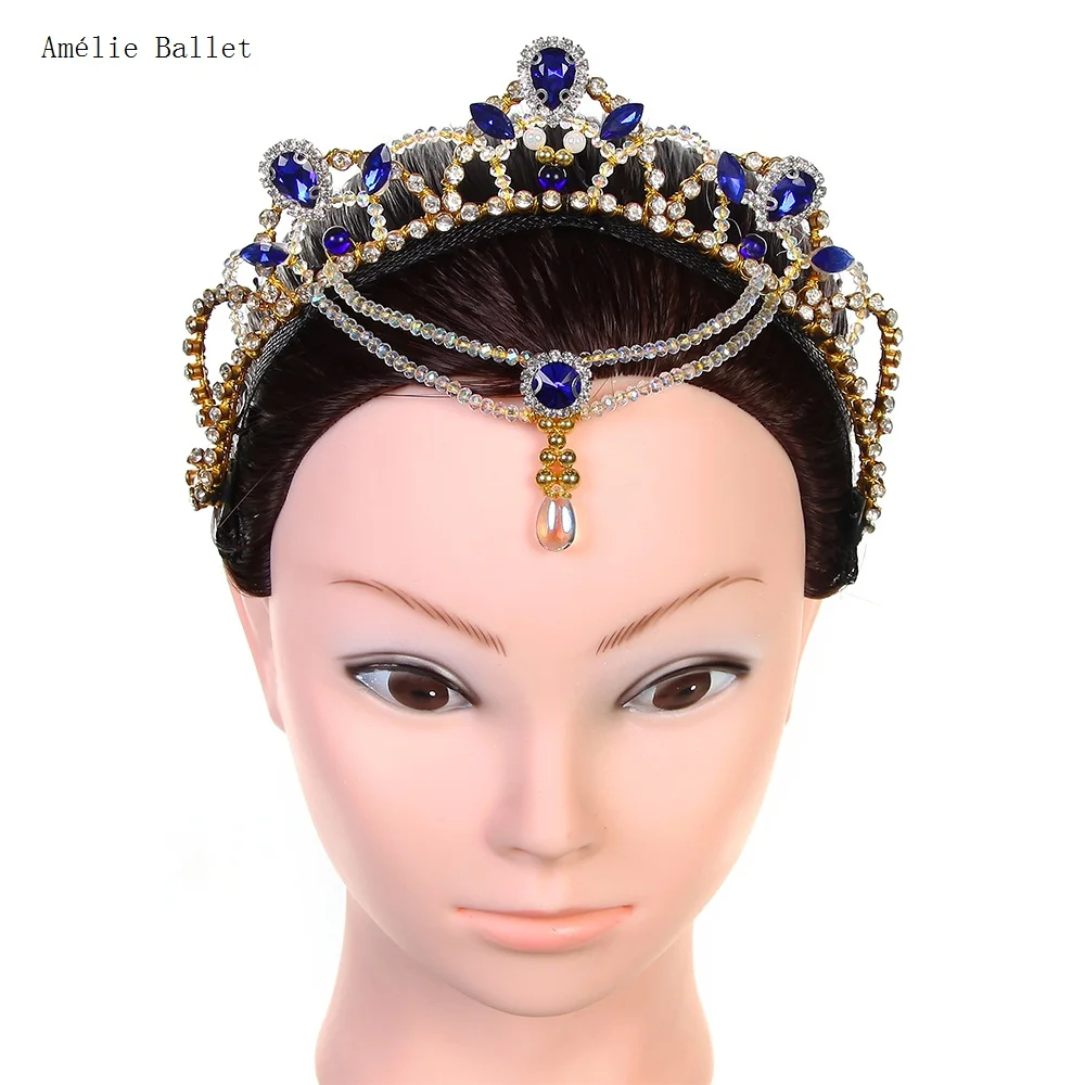 HB051 Free Shipping Gold Crown with Blue/Green Stones for Le Corsaire Hairwear La Esmeralda Headwear Hair Accessories Headdress