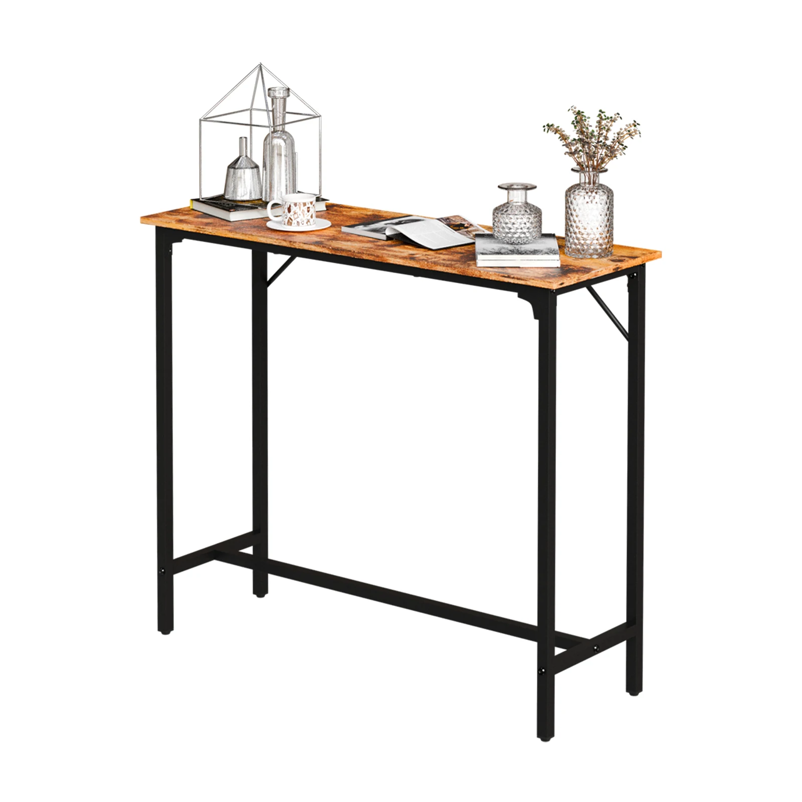 

Brown MDF Iron 110*38*99cm Bar Table Bar Table and Chair Set
