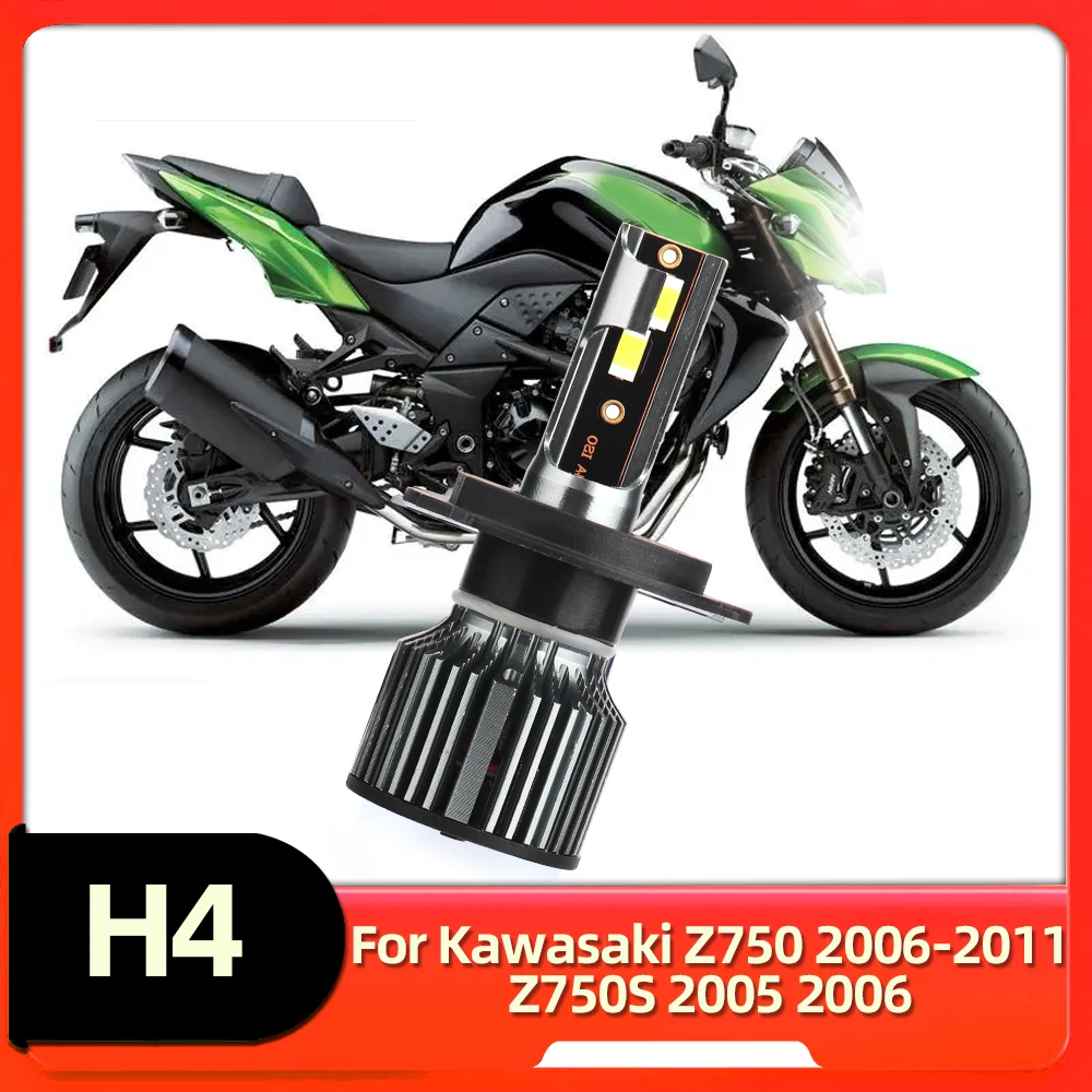 LSlight 50W Motorcycle Headlight H4 LED Bulb CSP Motor For Kawasaki Z750 2006 2007 2008 2009 2010 2011 & For Z750S 2005 2006