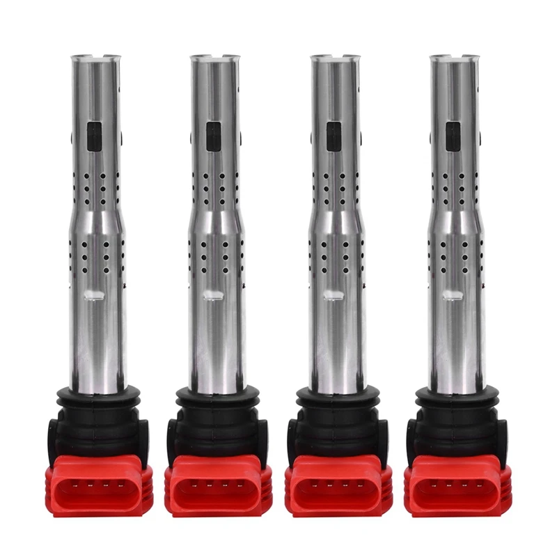 4 Pcs Car Ignition Coil Car Accessories Silver & Red For VW Jetta Golf Passat Tiguan CC For  A3/A4/A5/A6/A7/A8 TT