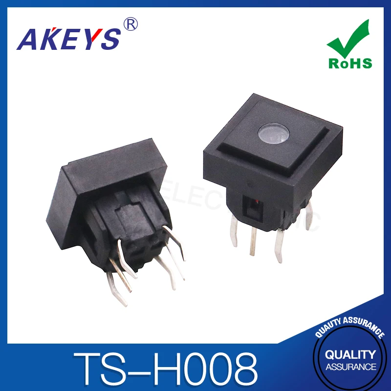 5pcs TS-H008 8 * 8 light touch switch red light four pin in-line cap reset button TS-LS-002