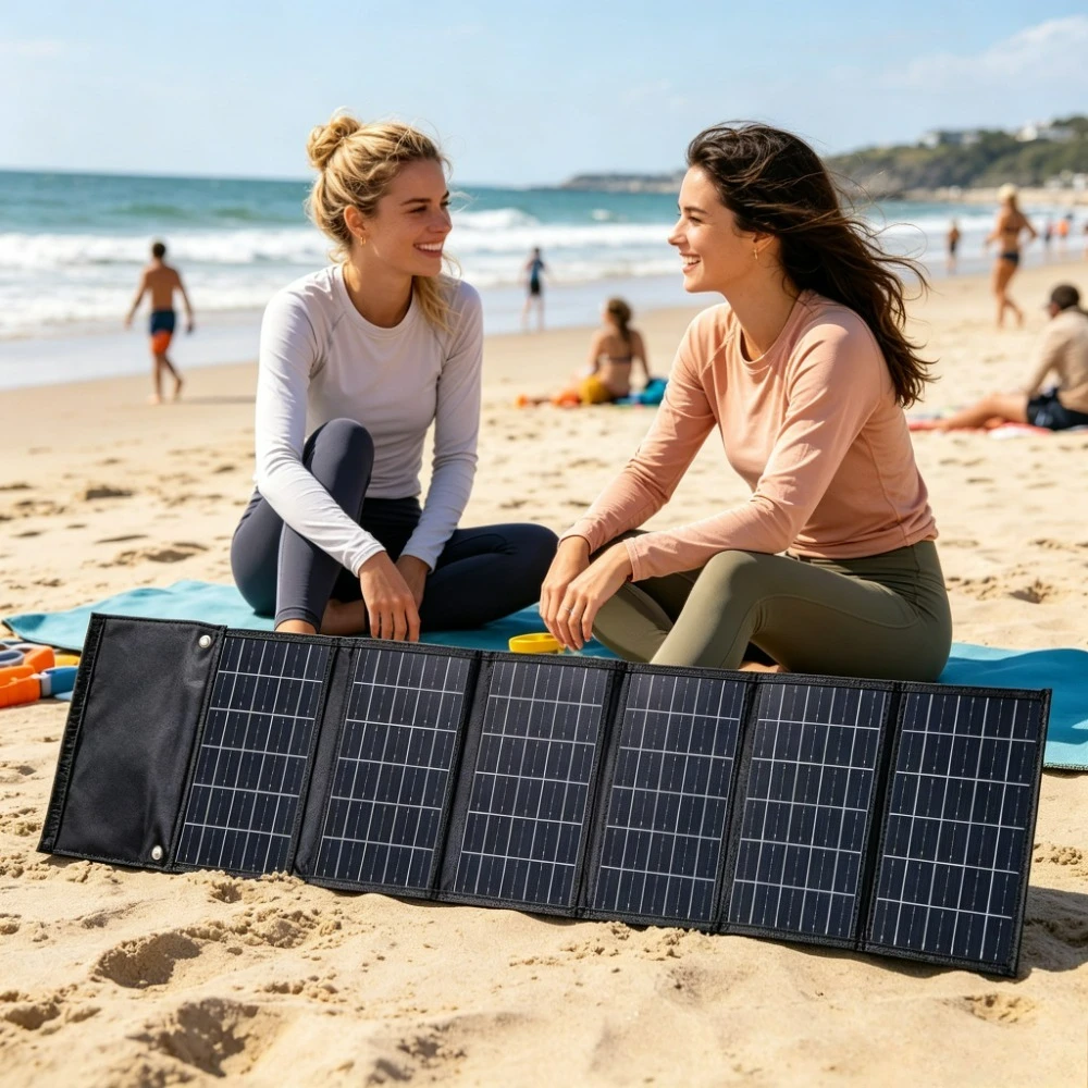 50W 90W Foldable Waterproof Portable Solar Power Charger Dual USB DC Fast Output Lightweight Design For Hiking Travel Fishing