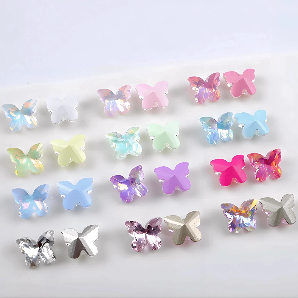 

10PCS Pointed-bottom 3D Crystal Butterfly Nail Art Rhinestone Charms Jewelry Accessories For Nails Decoration Manicure Supplies