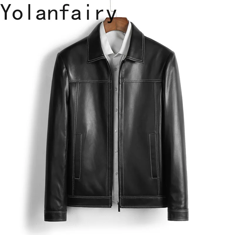 

YOLANFAIRY Genuine Leather Sheepskin Mens Jacket Spring Autumn Korean Coats Short New in Jackets 2024 Jaqueta Masculina Couro