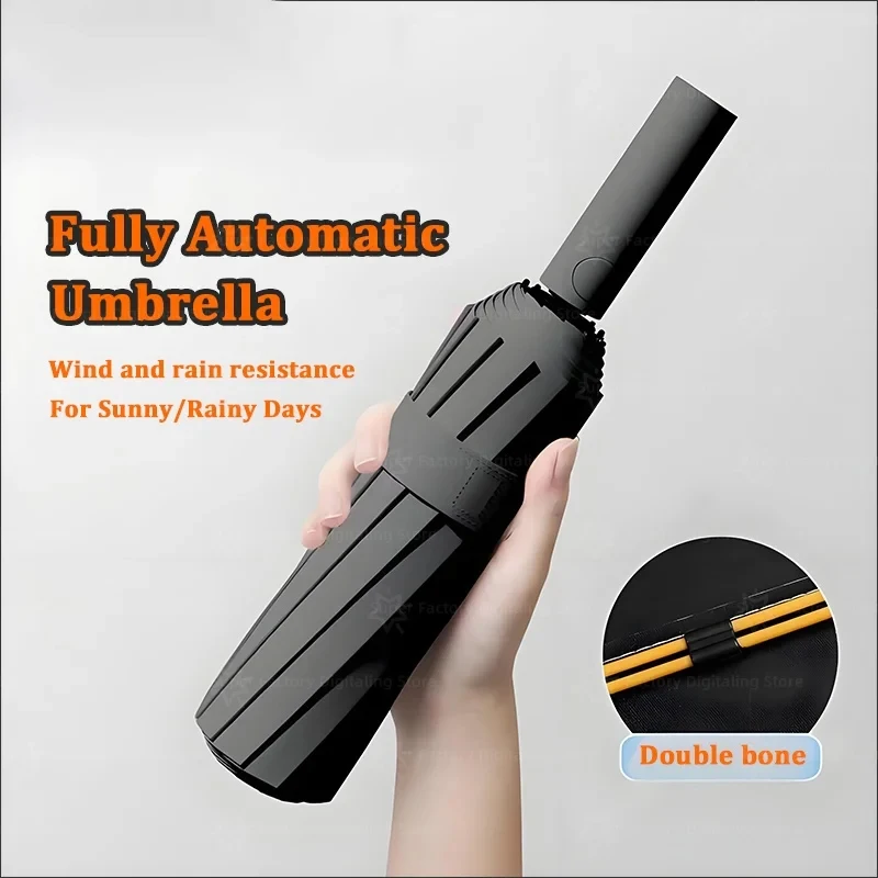 24 Bone Folding Umbrella Fully Automatic Double Bone SPF 50 UV Protection Rain Resistance Strong Wind Resitance Umbrella