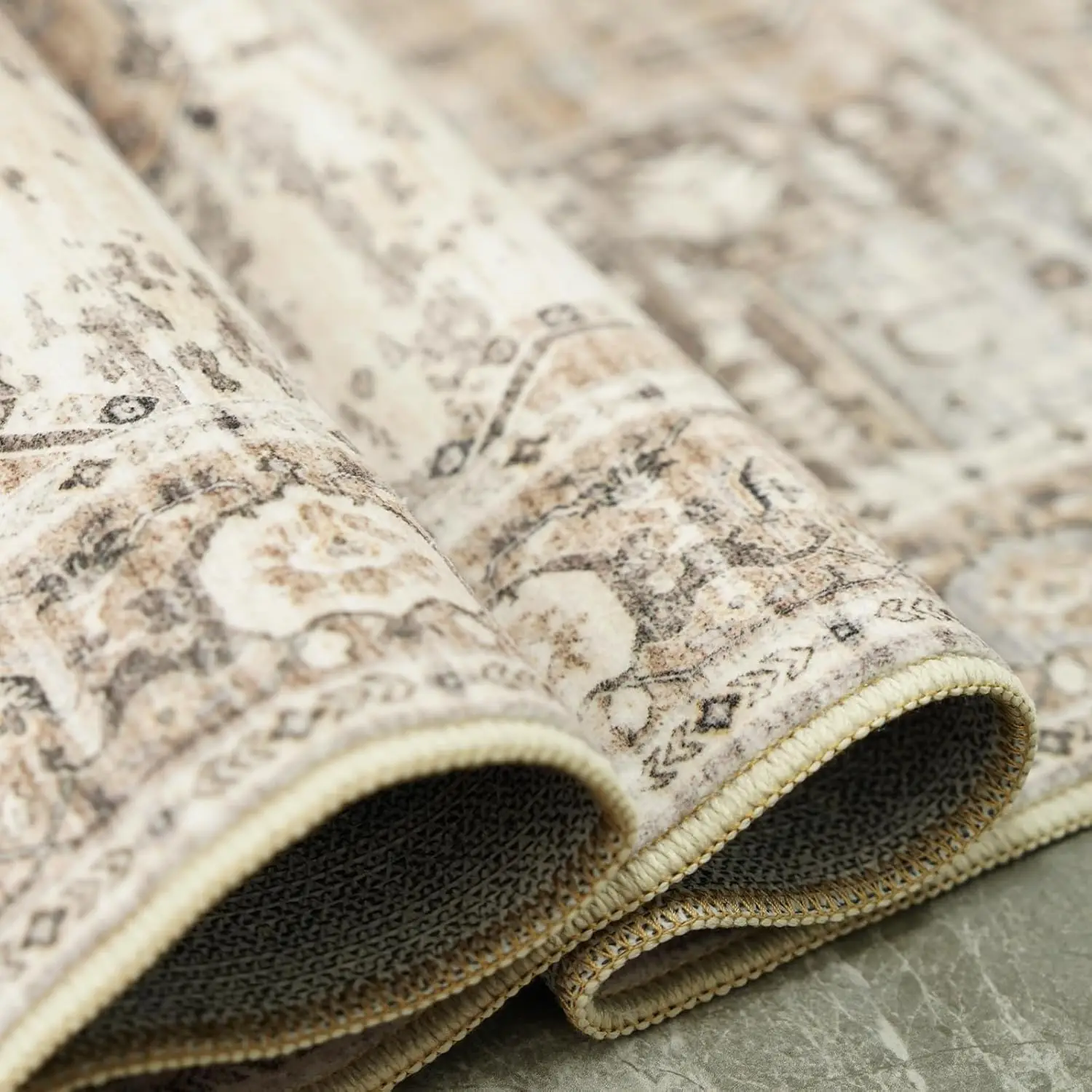 Washable 9x12 Area Rugs - Large Rugs for Living Room Stain Resistant Carpet Vintage Rugs for Bedroom with Non Slip Backing